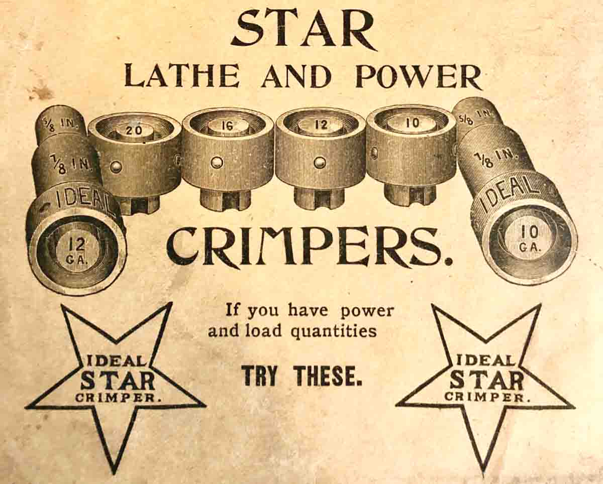 Advertisement from the back of the Ideal Hand Book #7 for the Star (#3) Lathe Crimper.